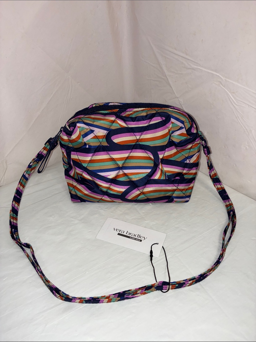 Vera Bradley Striped Purple Multicolor Quilted Crossbody